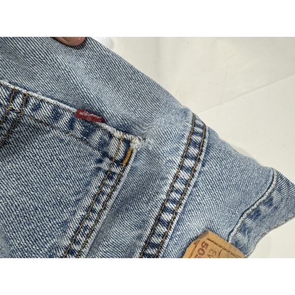 Vintage Levi's Jean Shorts Mens 36 Blue Denim 505 Orange Tab 90s Grunge Distress - Picture 13 of 13